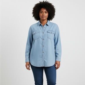 Lane Bryant 100% Cotton Utility Denim Button Down Shirt - Size 18